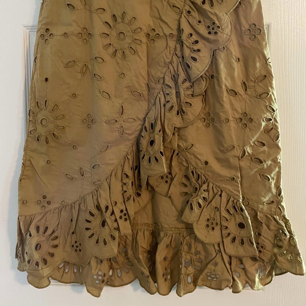 J Crew Ruffle-Front Eyelet Midi Skirt - Sz M